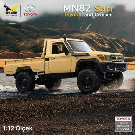 MN Model MN82 1/12 Toyota Land Cruiser LC79 4WD RC Model Crawler Offroad Uzaktan Kumandalı Araba Truck RTR Lisanslı Sarı+Dahili Işık Seti MN-82